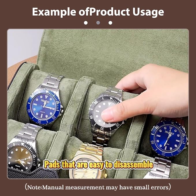 6-Slot Watch Box for Men & Women, Portable Travel Watch Roll Organizer - Image 4