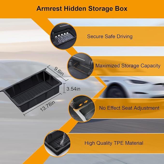 Center Console Organizer Tray for Tesla Model Y 2020-2024, Hidden Storage Box - Image 7