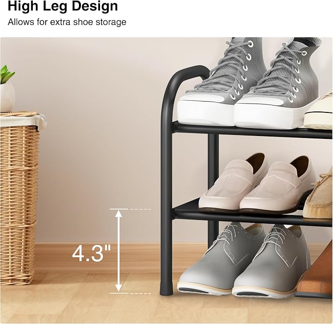 STO STO Expandable Shoe Rack, 2-Tier Metal Small Shoe Rack - Image 5