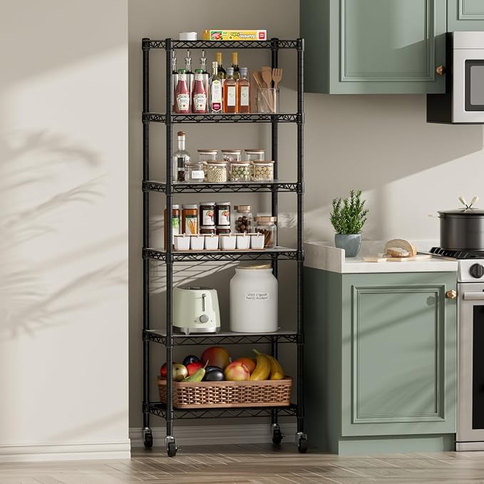 SINGAYE 6 Shelf Storage Wire Shelves Closet Bathroom Organizers Metal Pantry - Image 9