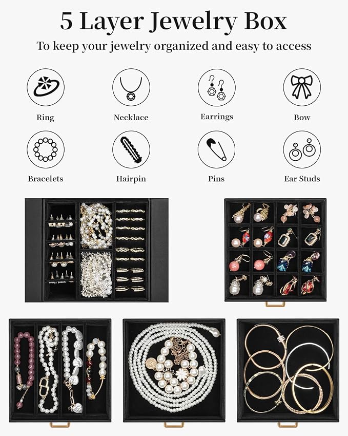 TORIBIO Jewelry Box for Women, Leather Jewelry Organizer - Image 4