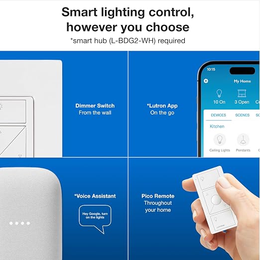 Lutron Caseta Original Smart Dimmer Switch Kit, 2 Dimmer Switches, 2 Wall Plates - Image 6