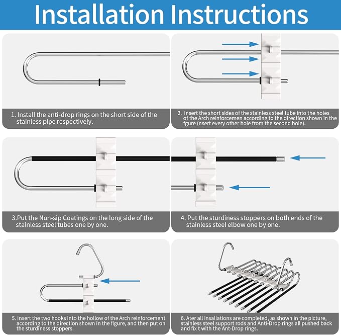Upgrade 9 Layers Pants Hangers Space Saving, Non Slip Stainless Steel - Image 6