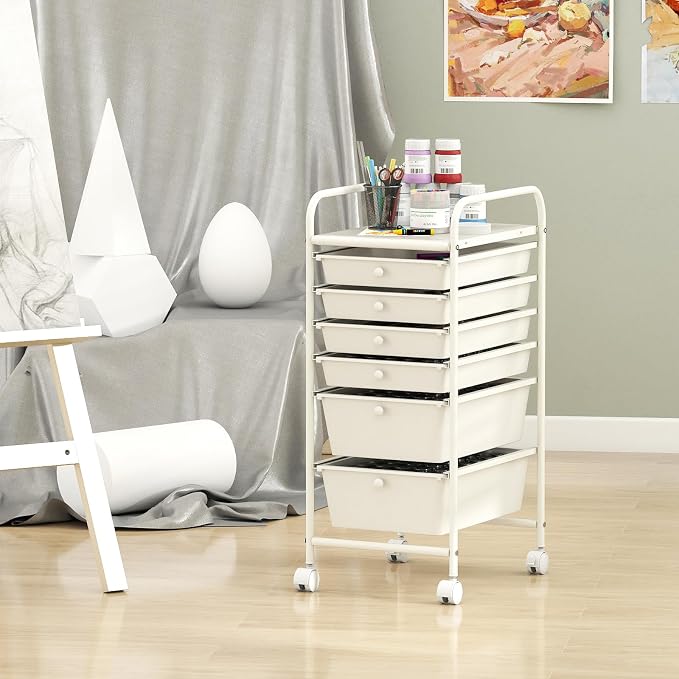 Giantex 6 Storage Drawer Cart Rolling Organizer Cart - Image 5
