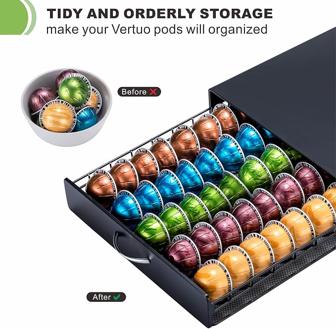 ZCDCP Nespresso Pod Holder Vertuo pod Storage Drawer Black Metal Coffee Pod - Image 4