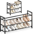 3 Tier Expandable Shoe Rack for Closet, Black