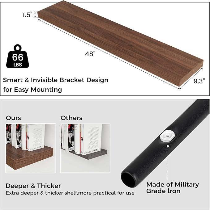 Floating Shelves for Wall, Engineered Wood Wall Shelves - Image 3
