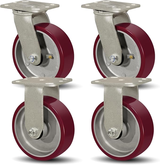 SY America 6" X 2" Casters Wheels, Heavy Duty Casters Set of 4，Polyurethane on by SYAmericaIndustrialCasters