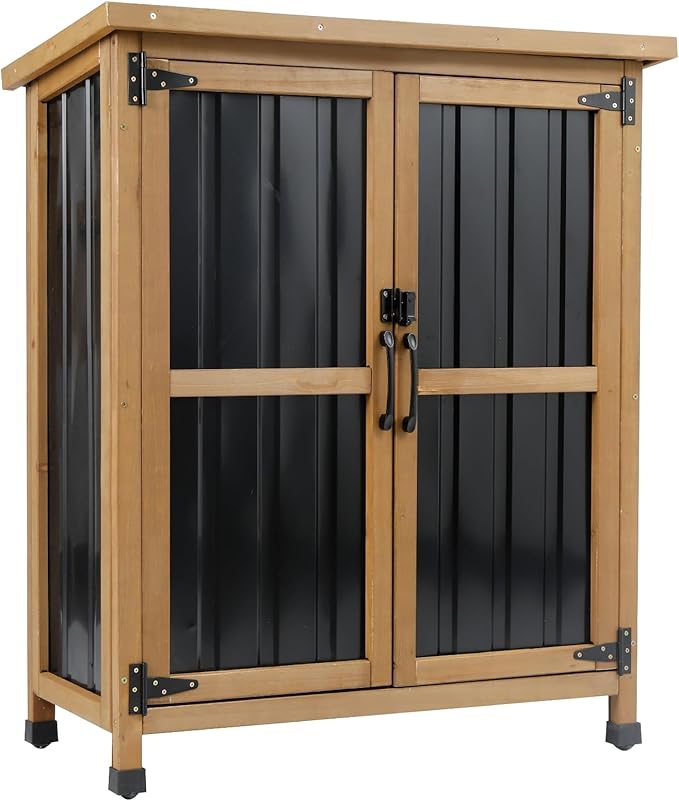 Outdoor Storage Cabinet, Wood & Metal Small Storage Shed by Ketive
