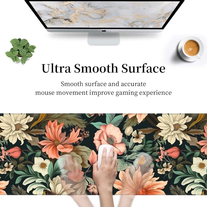 Japanese Floral Aesthetic Flowers Gaming Mouse Pad, Large Mouse Pad - Image 5