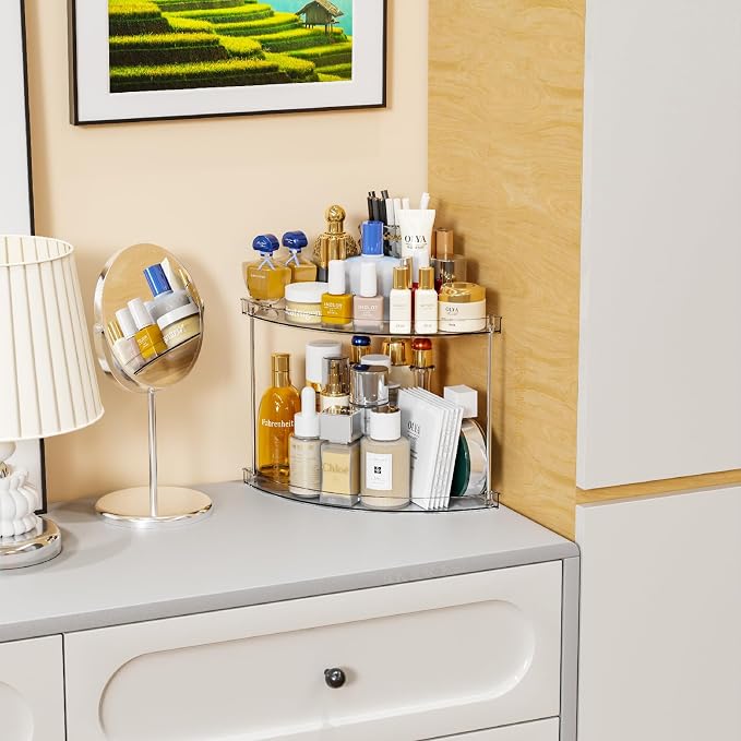 Yieach Clear Corner Bathroom Counter Organizer, 2Tier Tiered Countertop Corner - Image 5