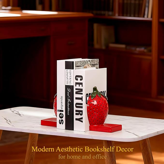 Strawberry Decorative Bookends, Resin Book Ends - Image 5
