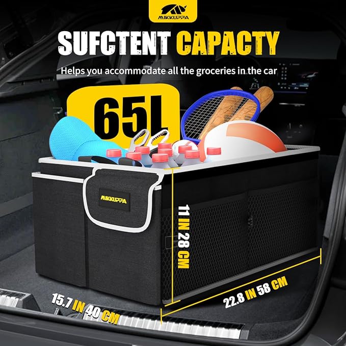 MIKKUPPA Car Trunk Organizer - 65L Collapsible Trunk Organizer - Image 2