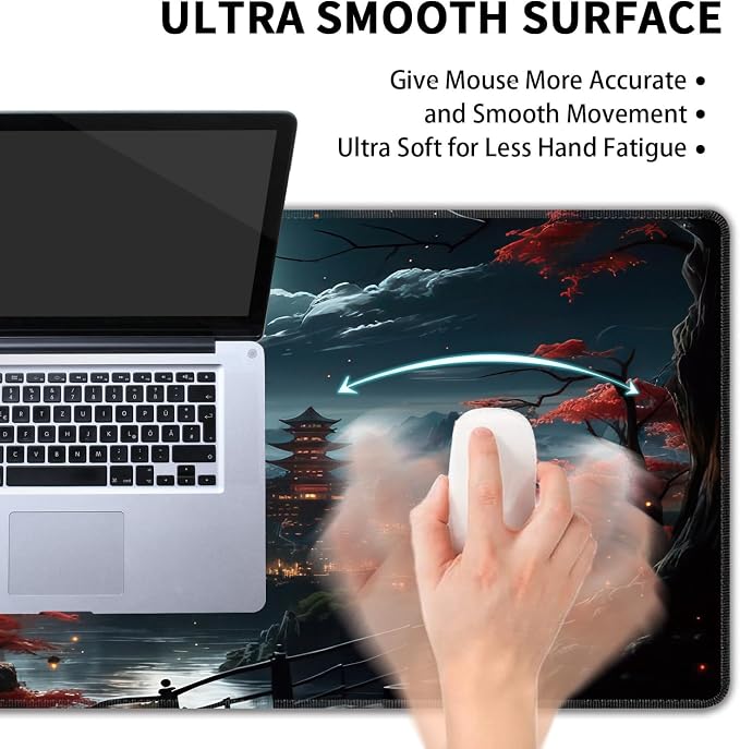 Japanese Full Moon Large Mouse Pad, Gaming Keyboard Desk Pad, Extended Mouse - Image 5