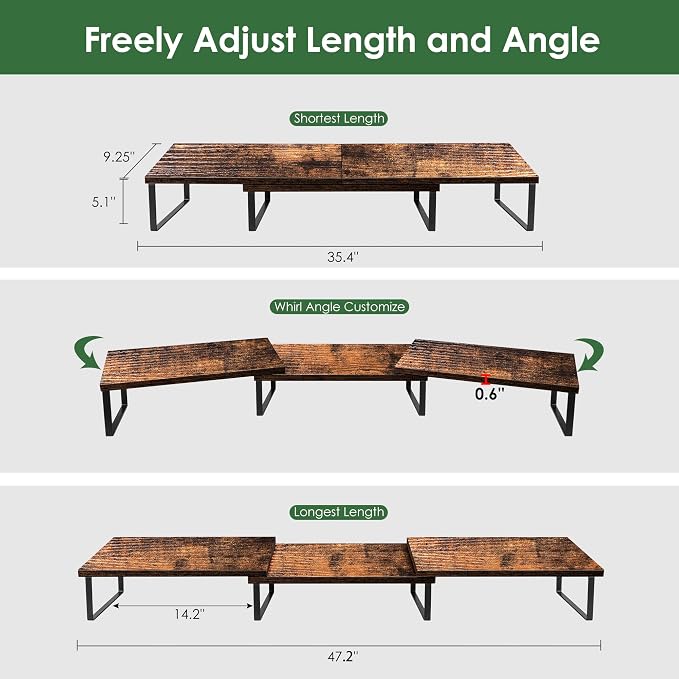 Dual Monitor Stand Riser With Drawer, Office Desk Organizers and Accessories - Image 3
