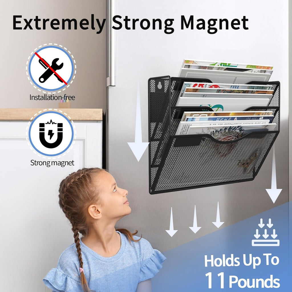 3-Tier Magnetic File Holder, No Drilling Installation File Cabinet