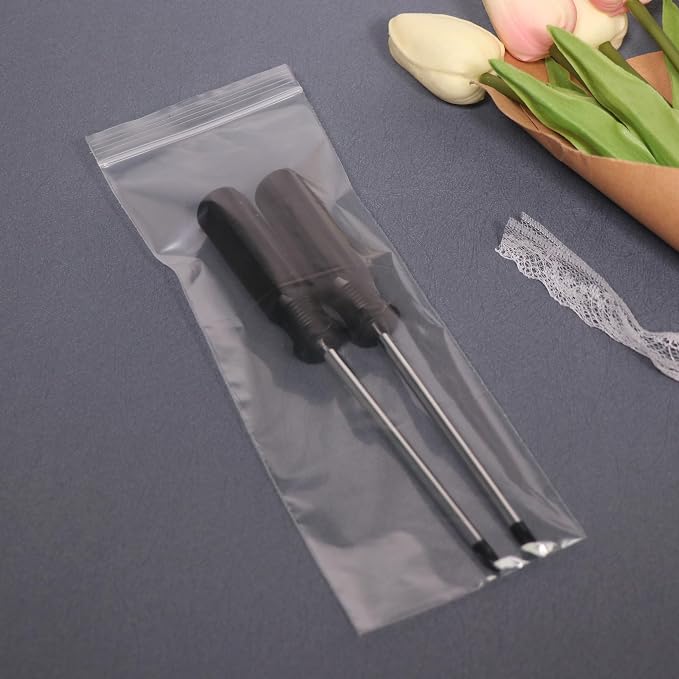 iMailer - 3" x 8" 500 Pack- 2 Mil Resealable Zip Bags- Small Clear Plastic Bags - Image 3