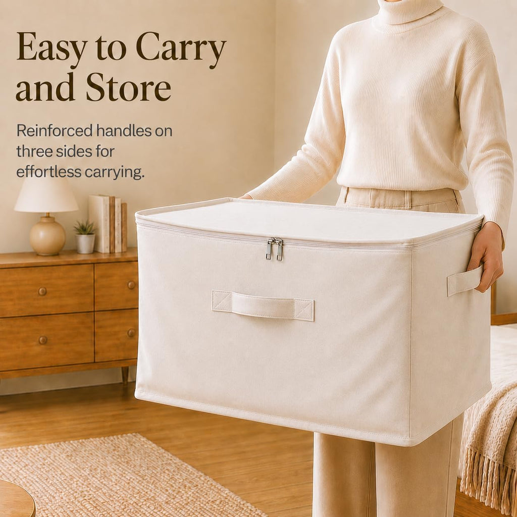 2Pack Canvas Storage Bags for Clothes & Comforters with Clear Window