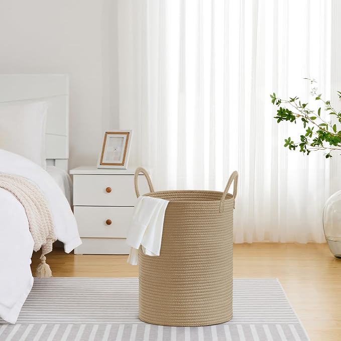 VIPOSCO Large Laundry Hamper, Tall Woven Rope Storage Basket - Image 4