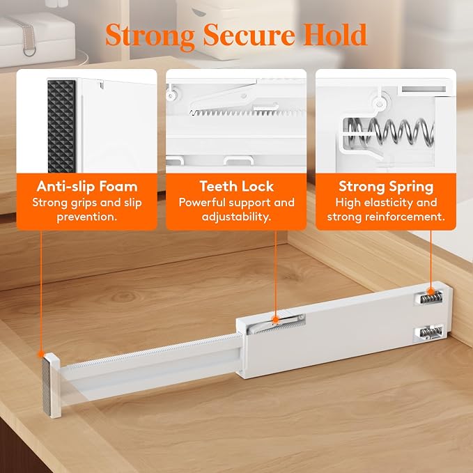 Lifewit 12 Pack Kitchen Drawer Dividers 2.36" High, Plastic Expandable - Image 2