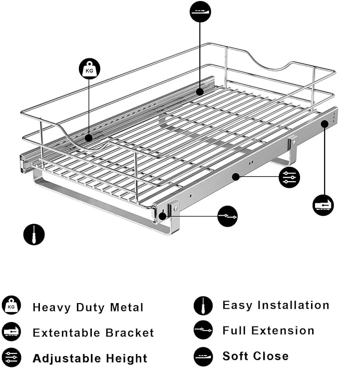 Pull Out Cabinet Organizer, Soft Close Pull Out Cabient Drawer, Slide Out - Image 5