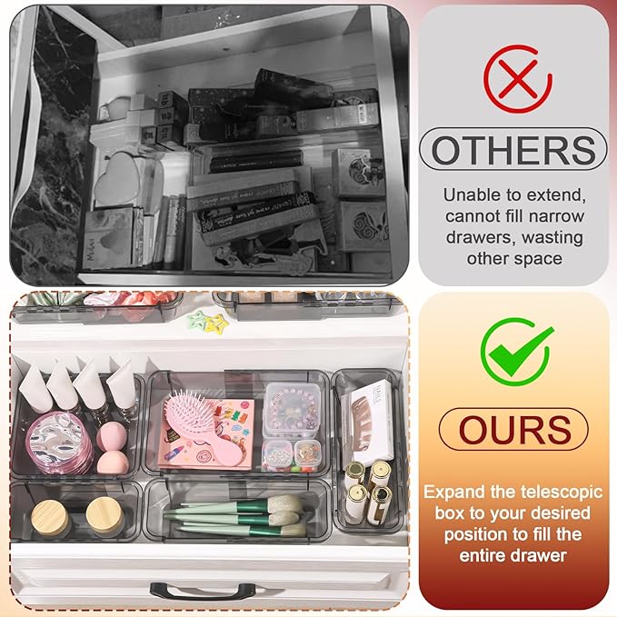 8 PCS Black Expandable Drawer Organizer, Medium Drawer Organizers and Storage - Image 5