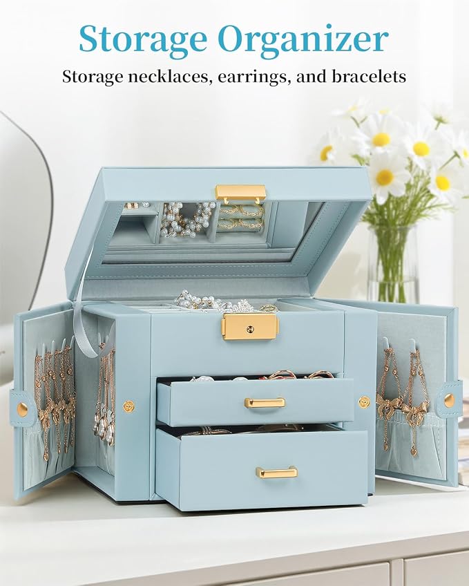 TORIBIO Jewelry Box for Women, Leather Jewelry Organizer - Image 3
