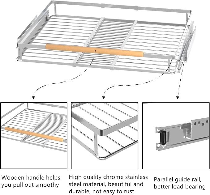 Large Pull Out Kitchen Cabinet Organizer, 22.7''-39.8''Width, Heavy Duty Slide - Image 5