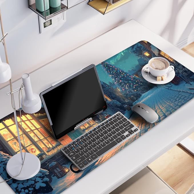 Christmas Winter Village Mouse Pad – 31.5" x 11.8" Large Extended Desk Mat - Image 5