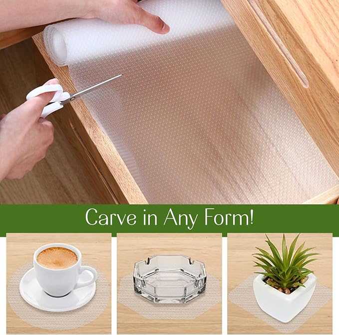 EVALAND Shelf Liners for Kitchen Cabinets Non-Adhesive 12" x 20 FT Clear Drawer - Image 4