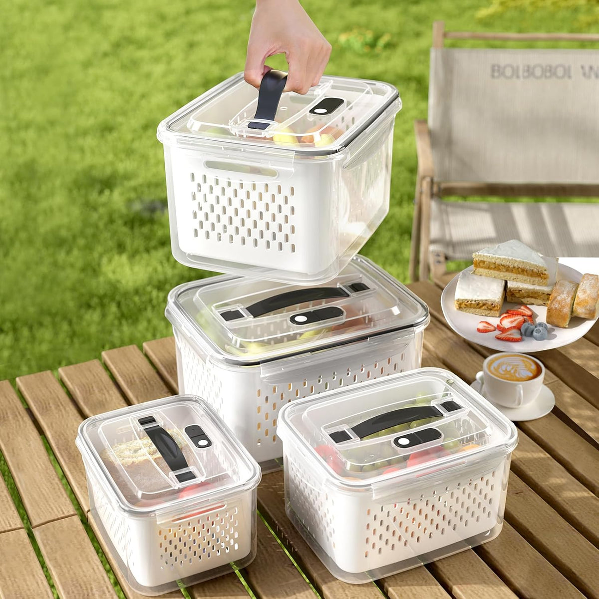 Fruit Storage Containers for Fridge with vent holes and
