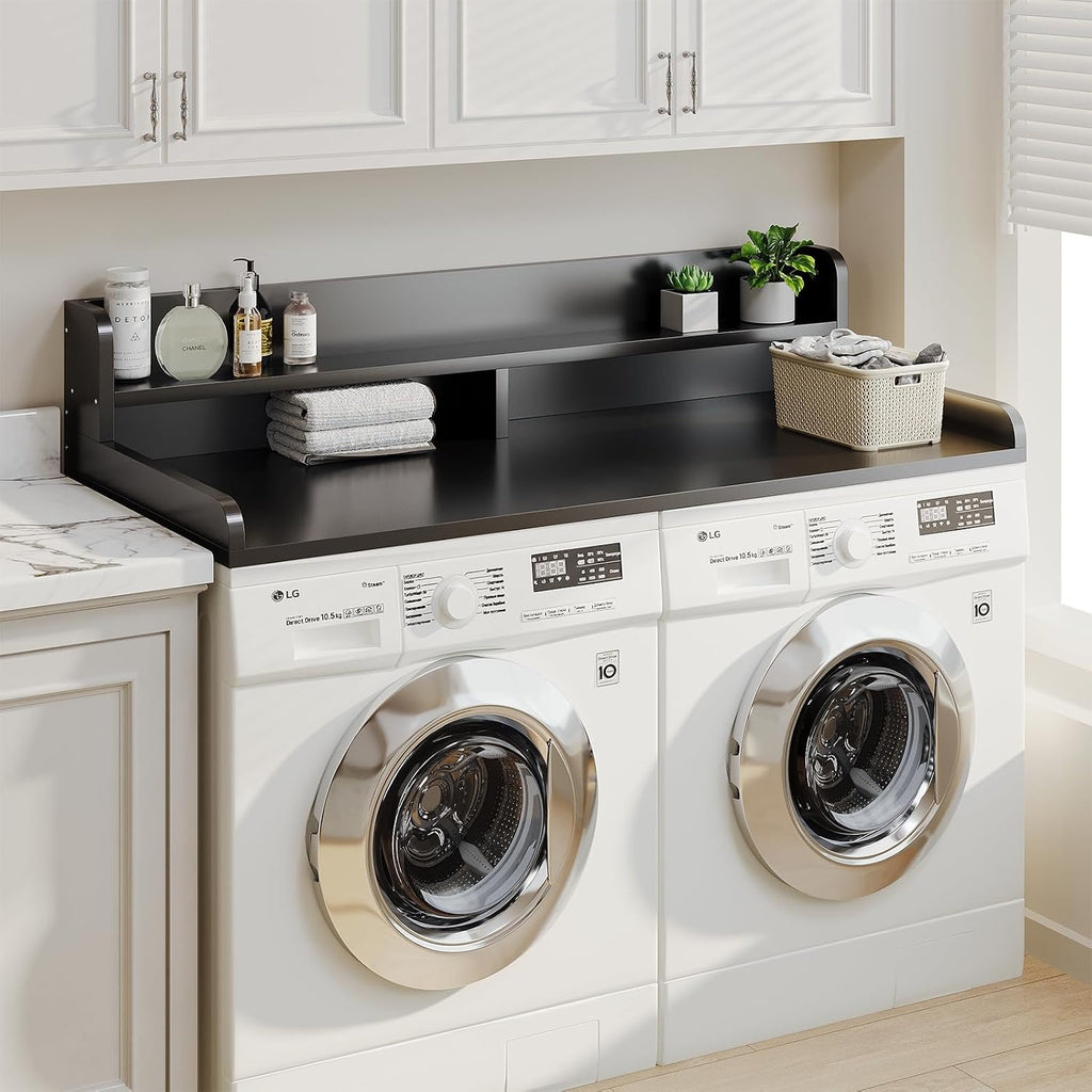 2-Tier Washer Dryer Countertop with 2.75" H Edge Rails, 58" W x 28" D