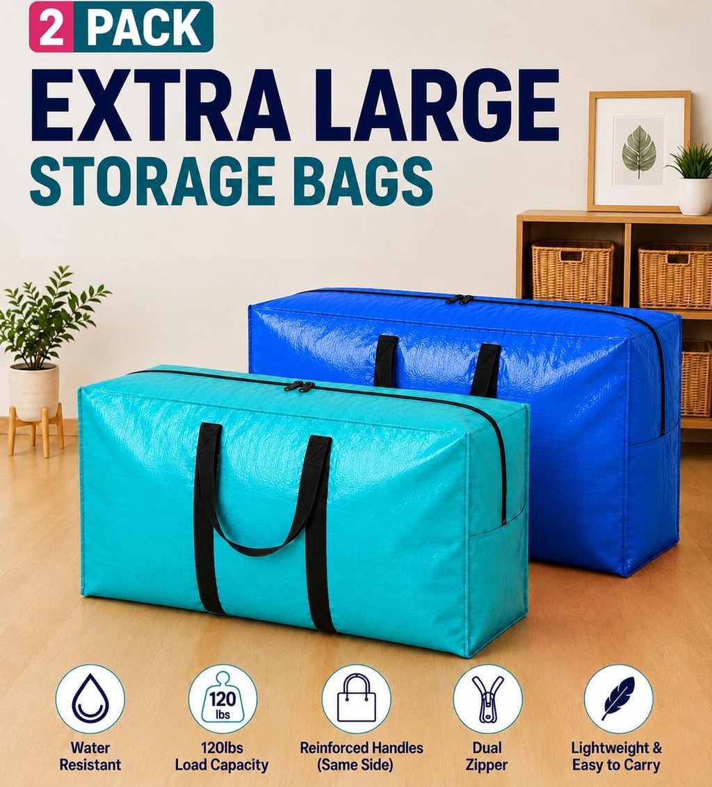 60 Gallon Extra Large Storage Bags Bins, Giant XXL Moving Storage