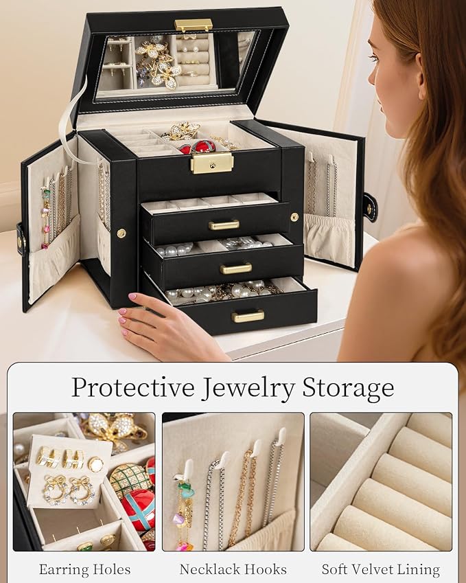 TORIBIO Jewelry Box for Women, Leather Jewelry Organizer - Image 5