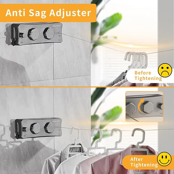 Retractable Clothesline Indoor & Outdoor, Non-Sagging Wall Mounted Drying Rack - Image 3