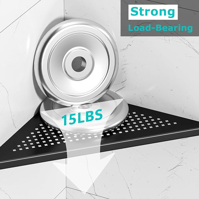 Bathroom Corner Shelf, Recessed 12" Shower Shelf Caddy, SUS304 Stainless Steel - Image 6