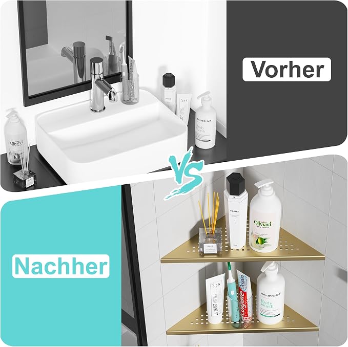 Corner Shower Shelves, 10” Recessed Tile Shower Shelf Brushed Golden, 304 - Image 10
