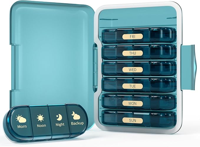 Weekly Pill Organizer 4 Times a Day, 7 Day Pill Box 4X, Portable - Image 8