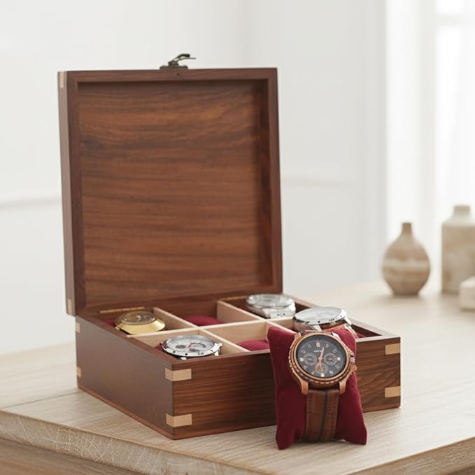 Wooden Watch Box for Men & Women, Watch Organizer & Display Case, Premium by BRAINMART