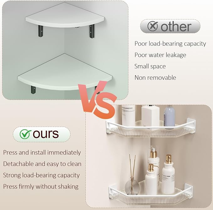 EVERZONE Shower Corner Caddy, 2 Pack 12" Brushed 304 Stainless Steel Organizer - Image 4