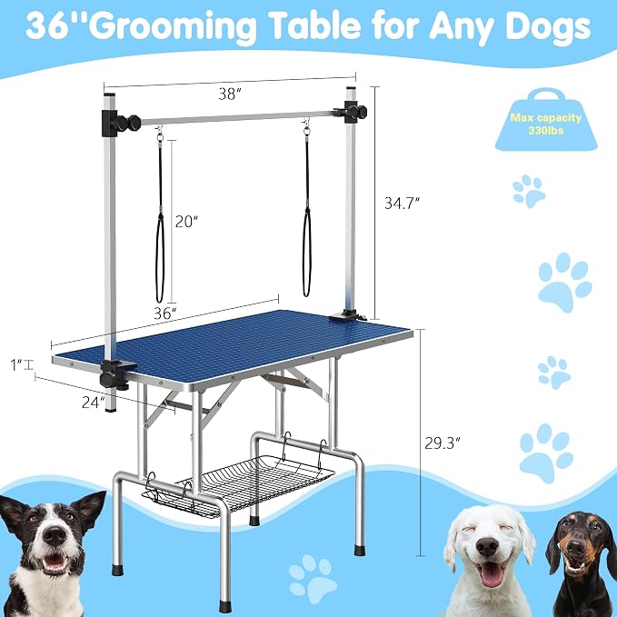 Lyromix 36''Large Dog Grooming Table, Adjustable Cat Drying Desktop - Image 6