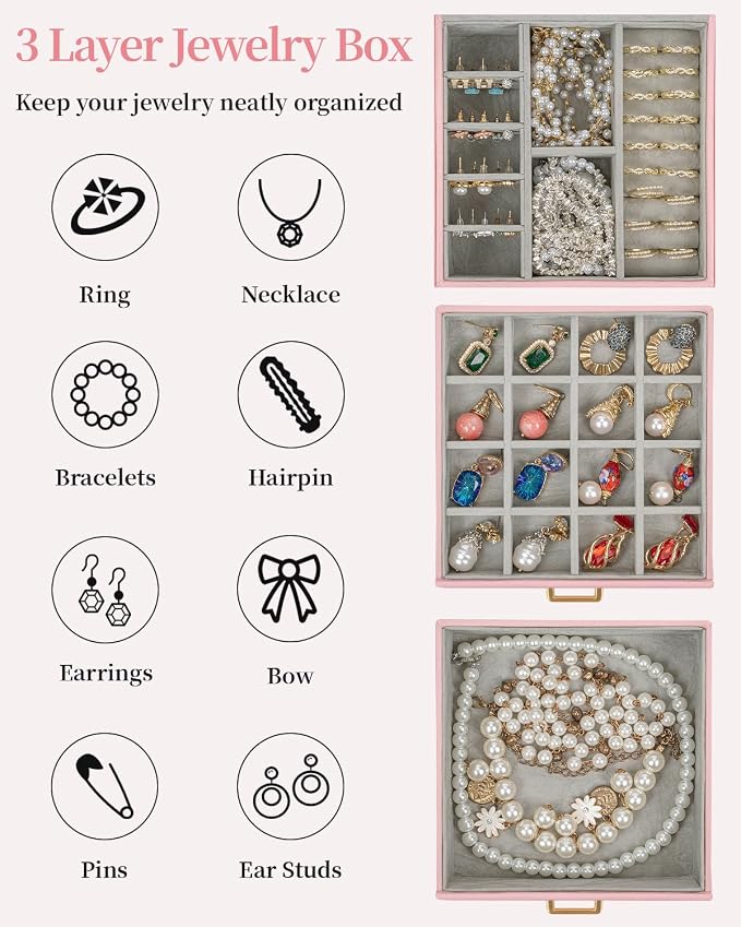 TORIBIO Jewelry Box for Women, Leather Jewelry Organizer - Image 4