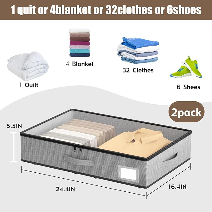 Under Bed Storage with Wheels, No Assemble Required 5.5 inches height grey - Image 3