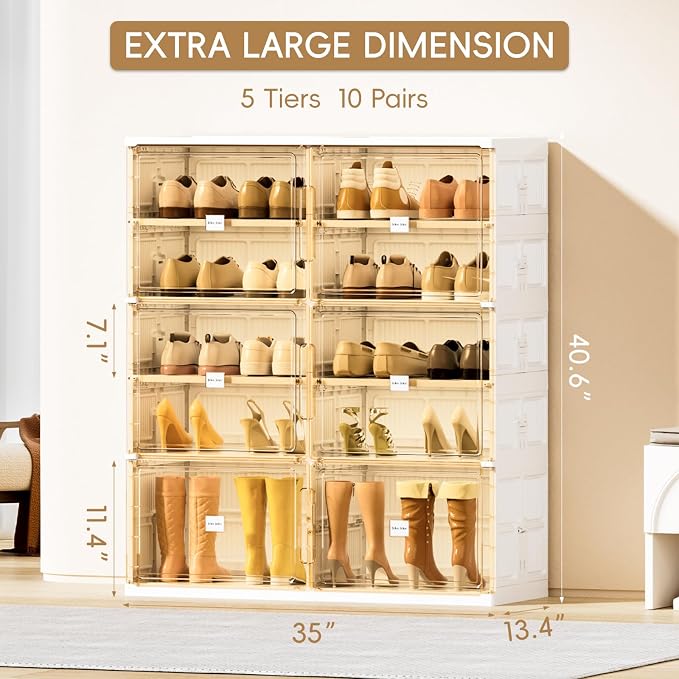 JEKO&JEKO 5 Tiers Foldable Boot and Shoe Storage Rack Cabinet - Image 3