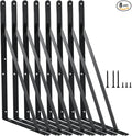 8 Pack L16 x H 10" Black Heavy Duty Shelf Brackets by MHMYDZ