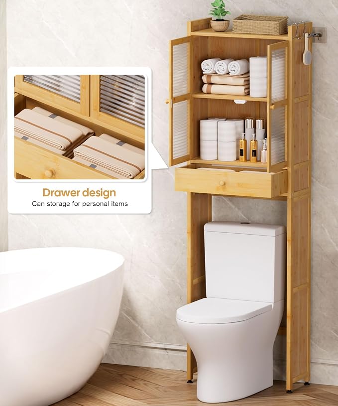 Over The Toilet Storage Cabinet: Bathroom Organizer Shelf - Image 7