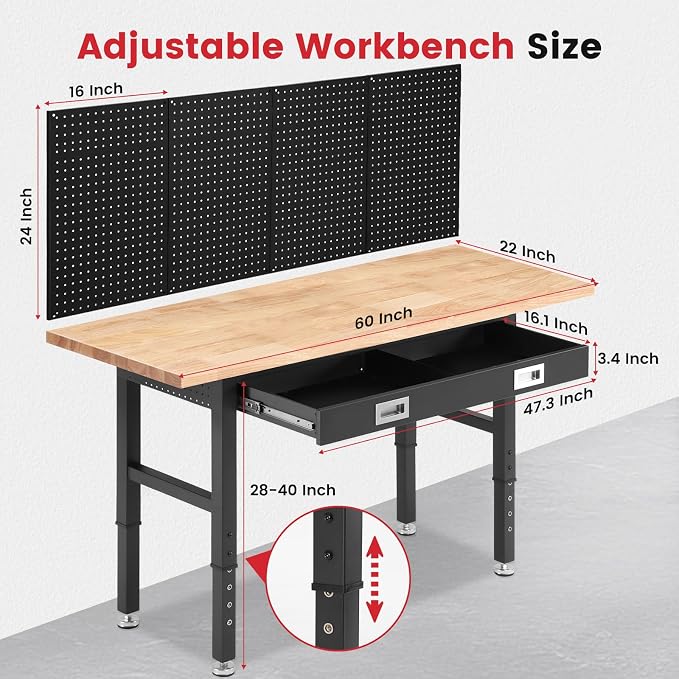 Work Bench with Drawers Adjustable Workbenches - Image 8