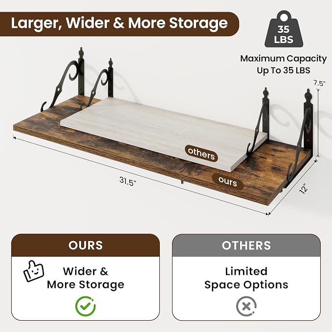 RICHFOCUS 12 Inch Deep Floating Shelves - Image 3