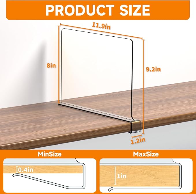 Yieach 10 Pack Clear Acrylic Shelf Divider - Image 2
