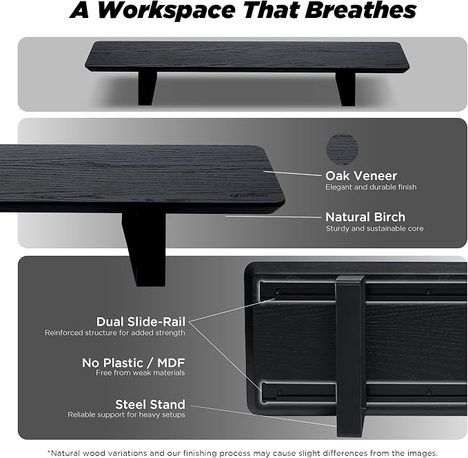 Moodular Wooden Monitor Stand 33.4” Desk Organizer - Image 3